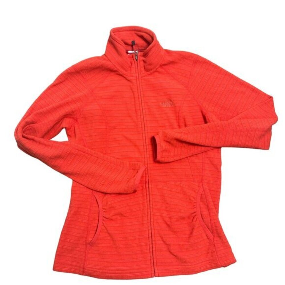 The North Face Womens Size‎ Medium Orange Full Zip Fleece Polartec Sweater